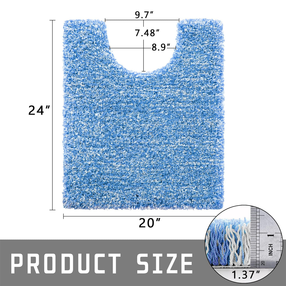 Toilet Rugs U Shaped Washable 24X20