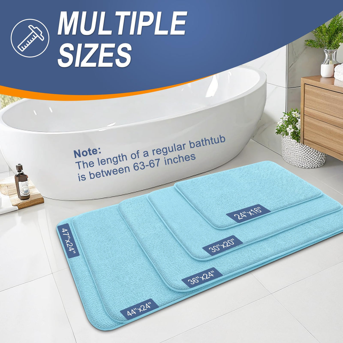 Memory Foam Small Bathroom Rugs 24x16