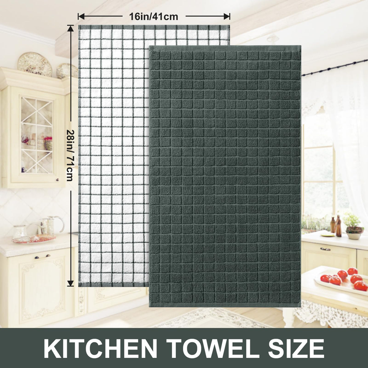 Large Premium Cotton Kitchen Towels 16"x 28" (8 Count)