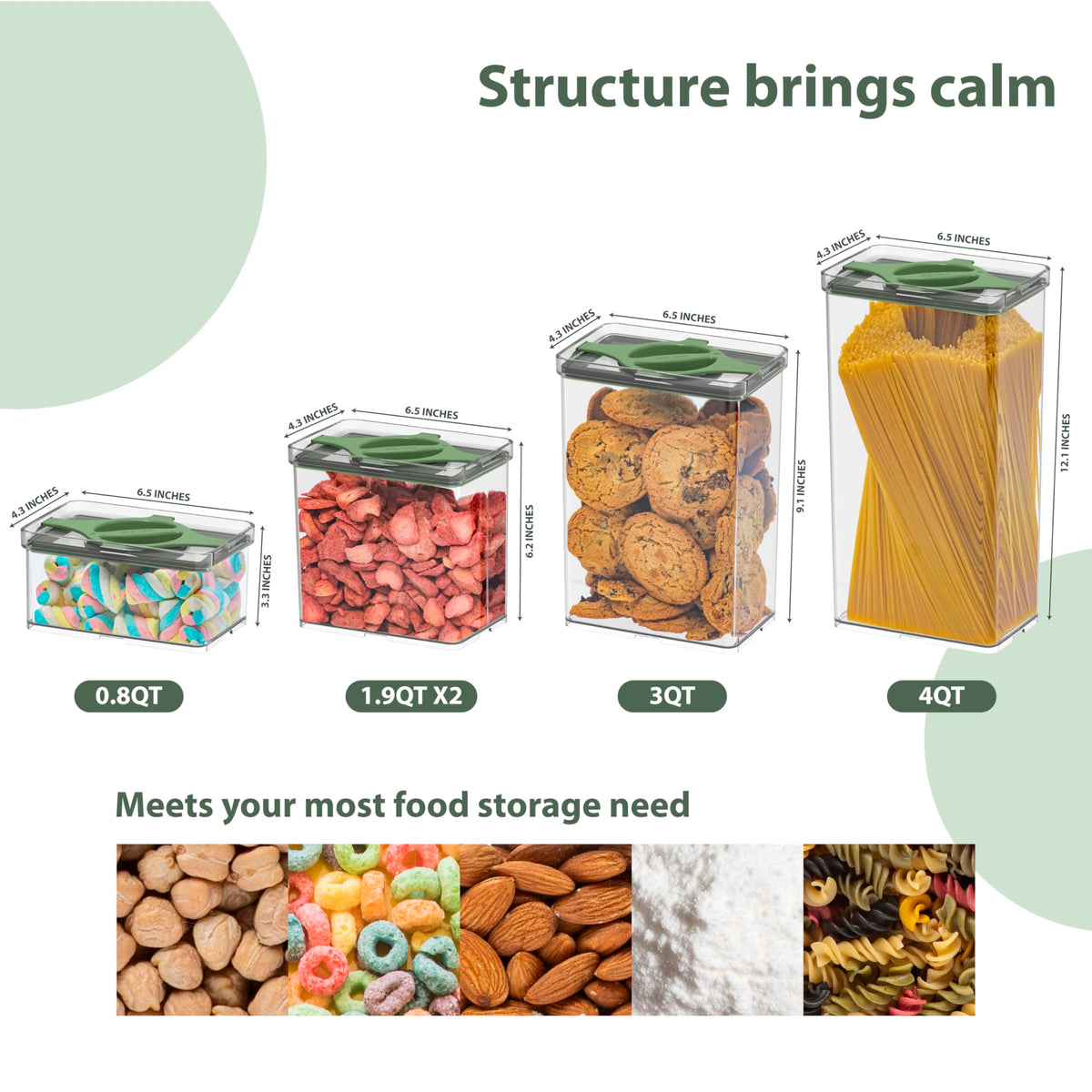 Airtight Pantry Storage Container 5 PC Set Twist (5 Count)