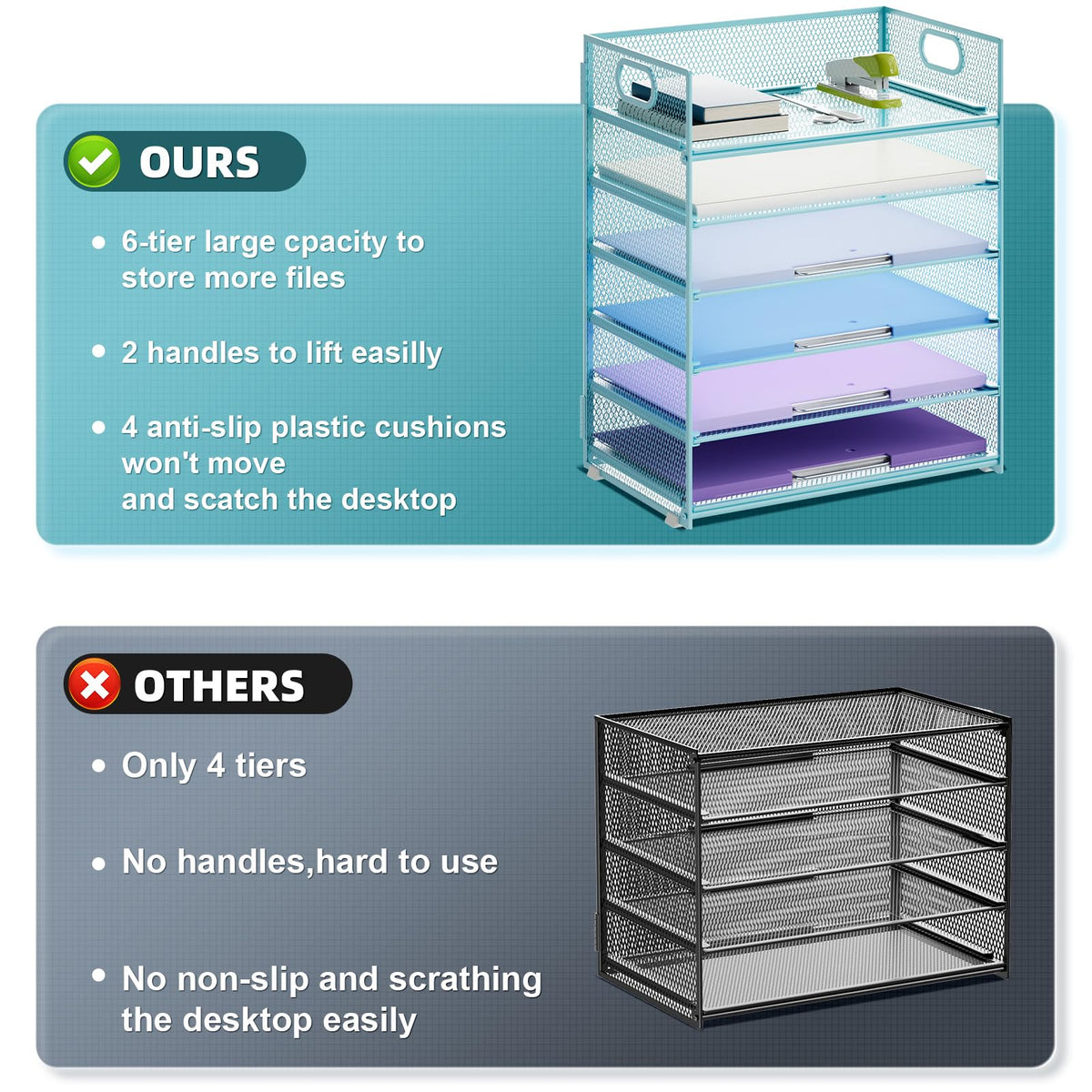 2 Pack Desk Organizer with Handle