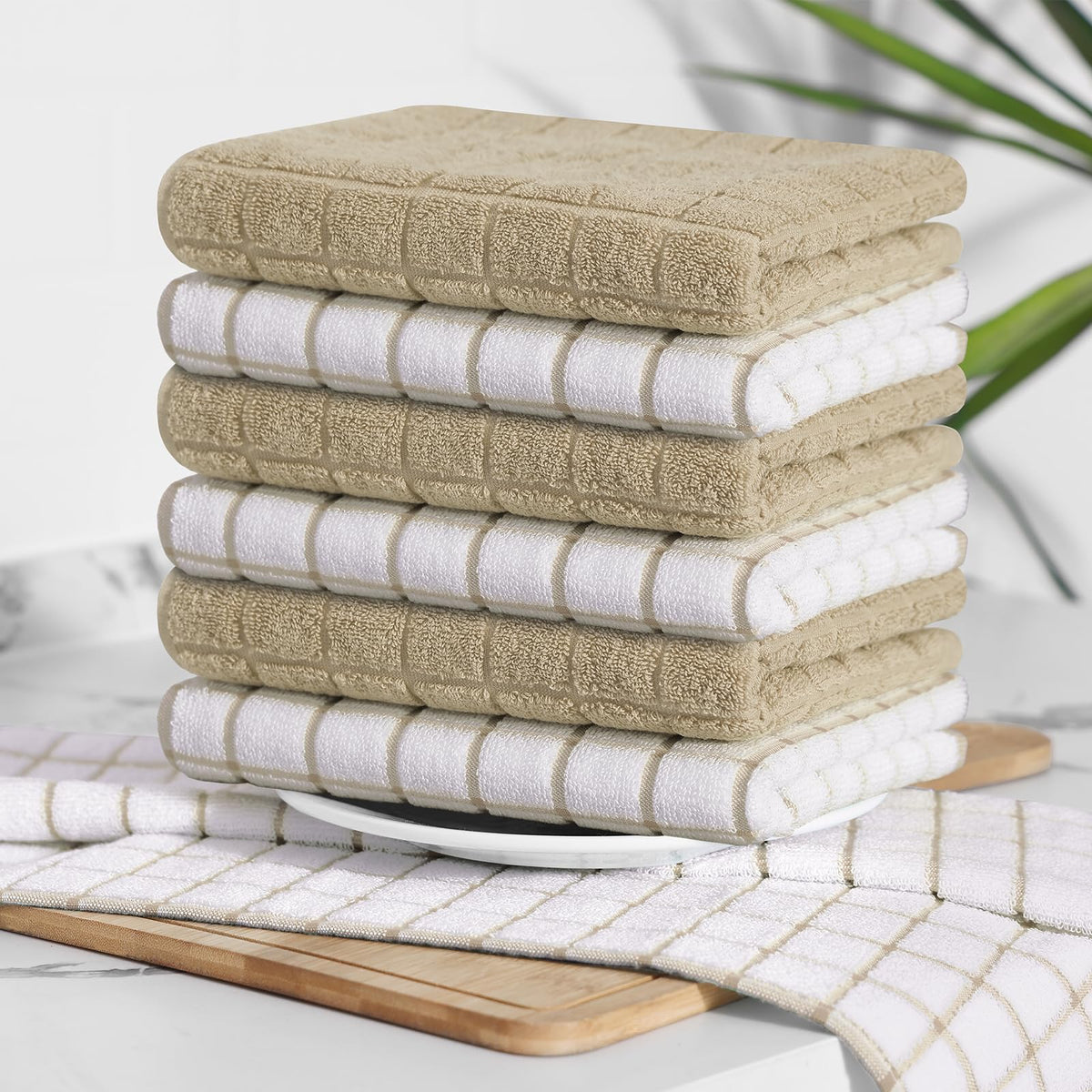 Large Premium Cotton Kitchen Towels 16"x 28" (4 Count)
