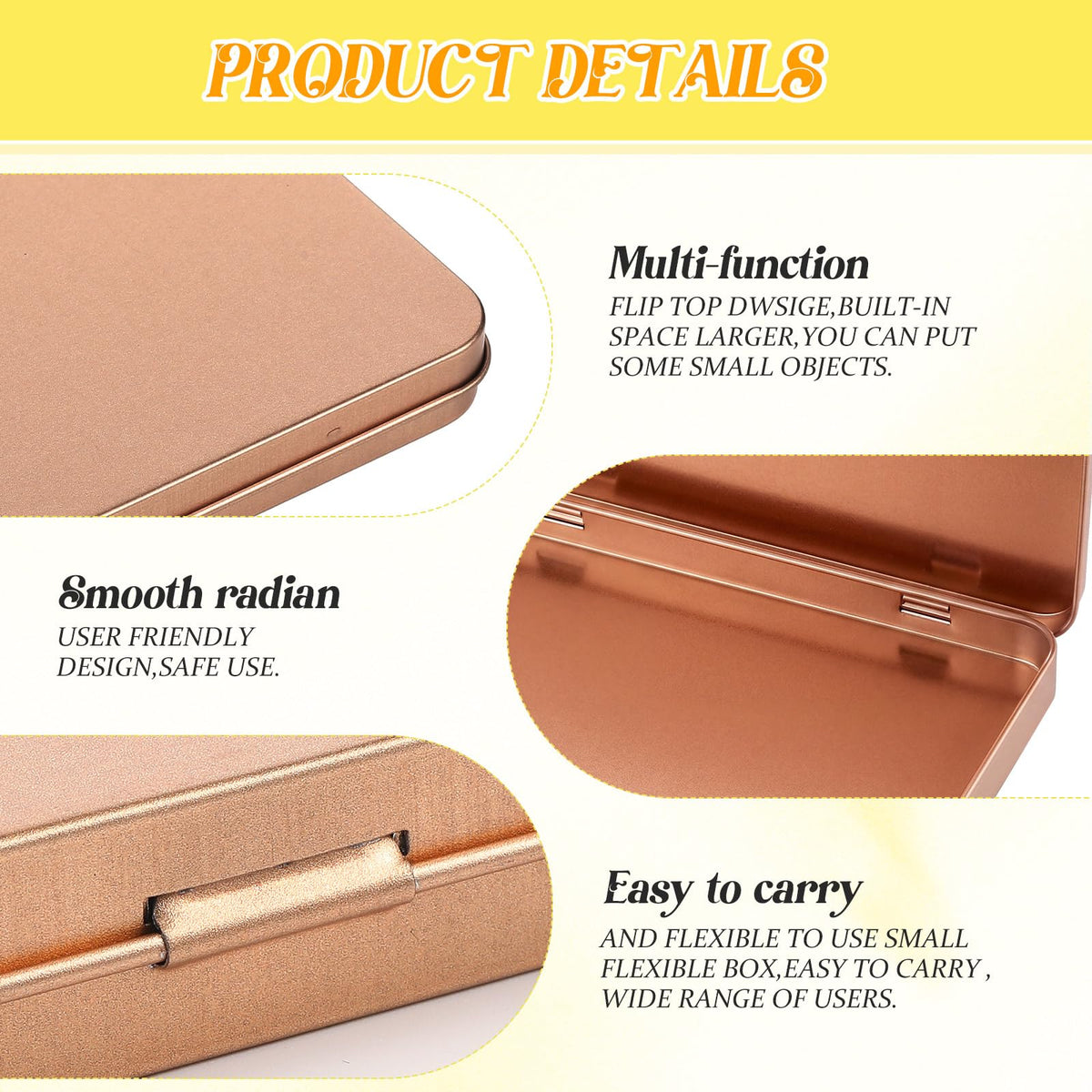 2 Pack Metal Tin Boxes with Hinged Lids (2 Count)