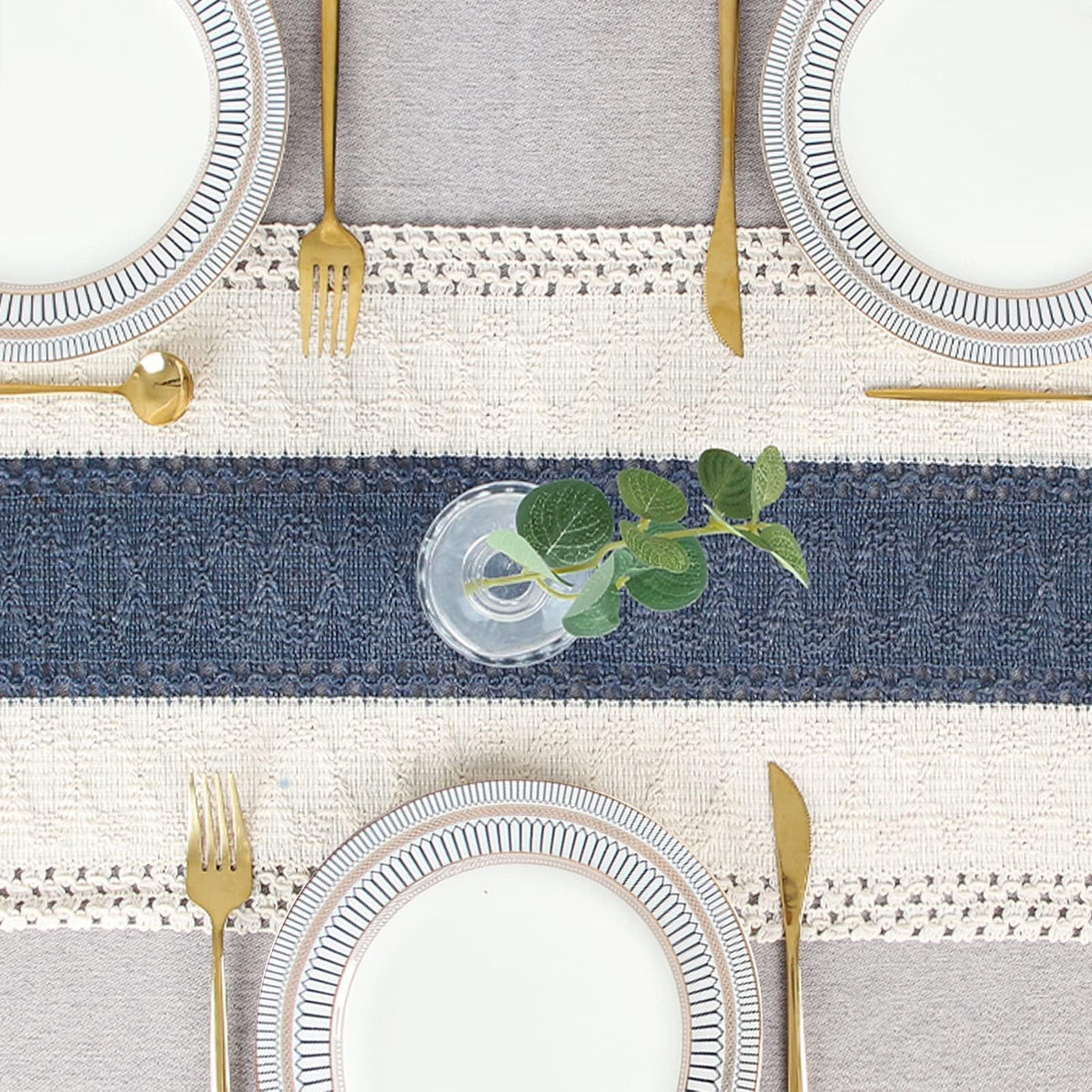 Boho Table Runner for Home Decor 12x72 Blue Fall Rustic Decorations (72 Foot)