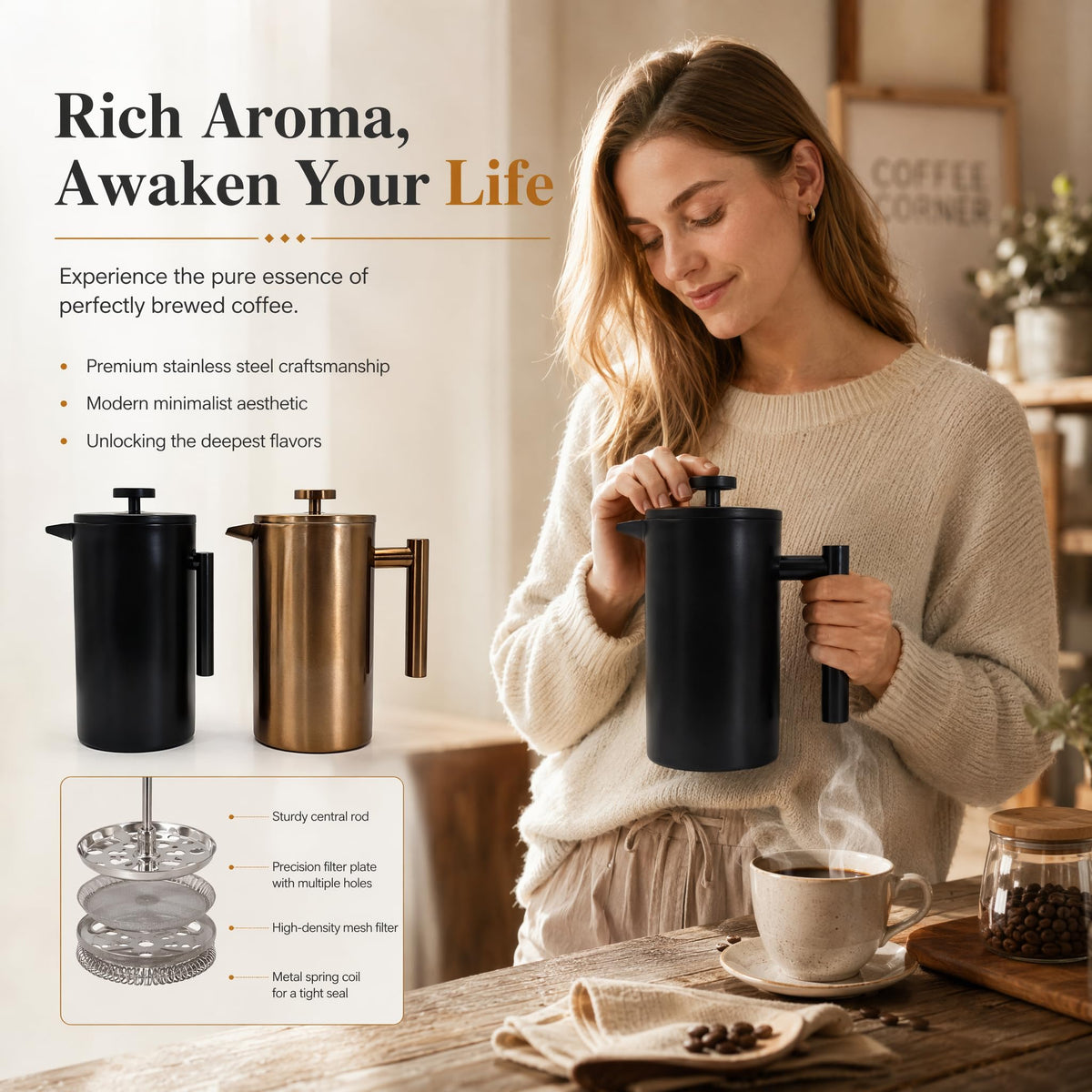 34oz French Press Coffee Maker