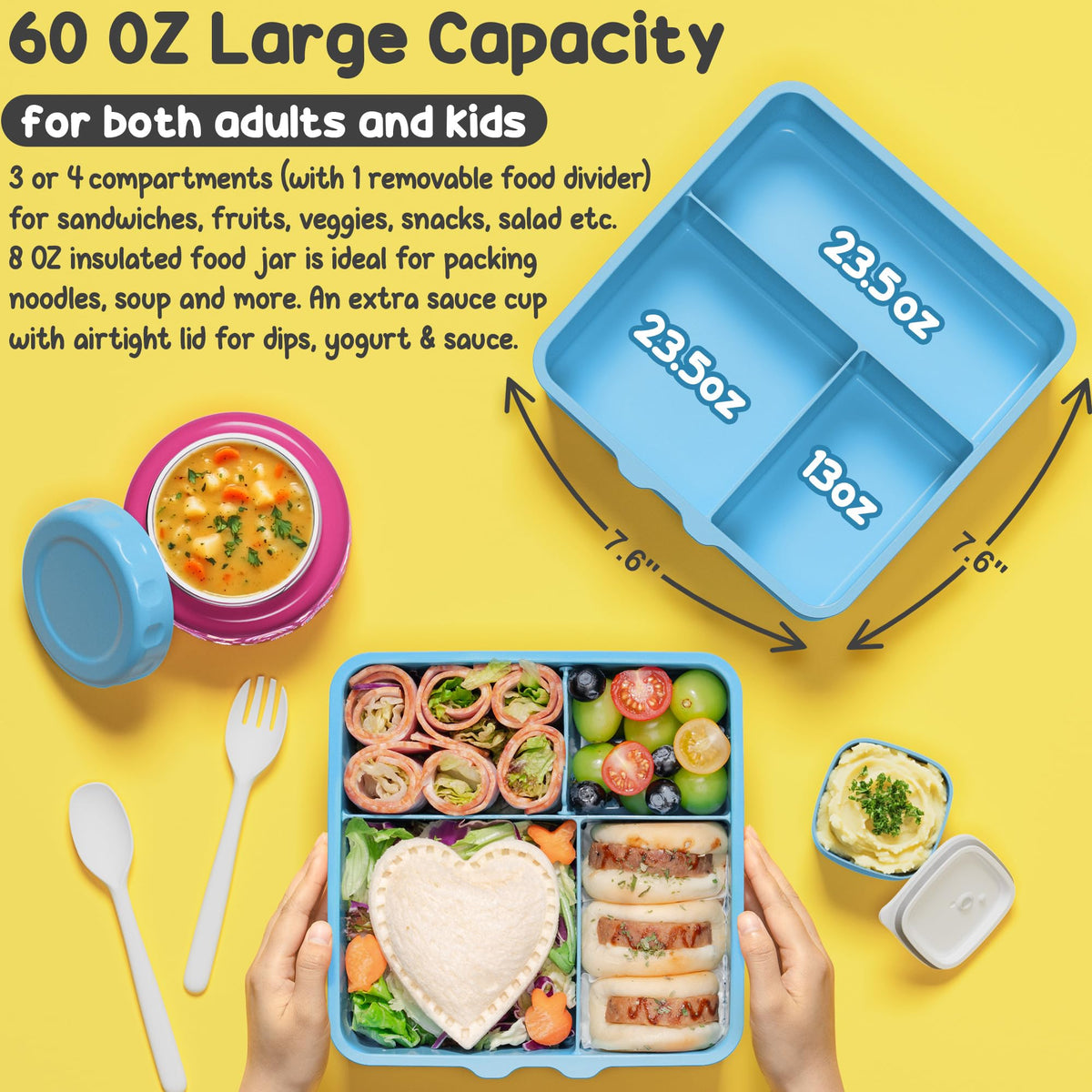 Bento Box for Kids Adults (3 or 4 Count)