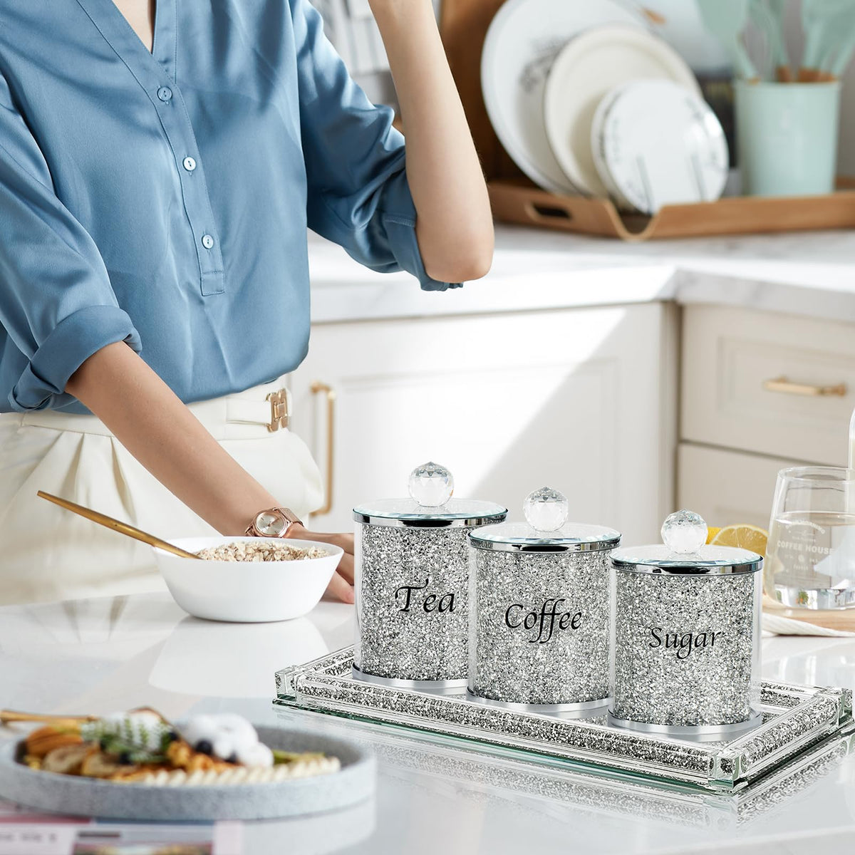 Coffee Sugar Tea Crystal Canister Set of 4 (4 Count)