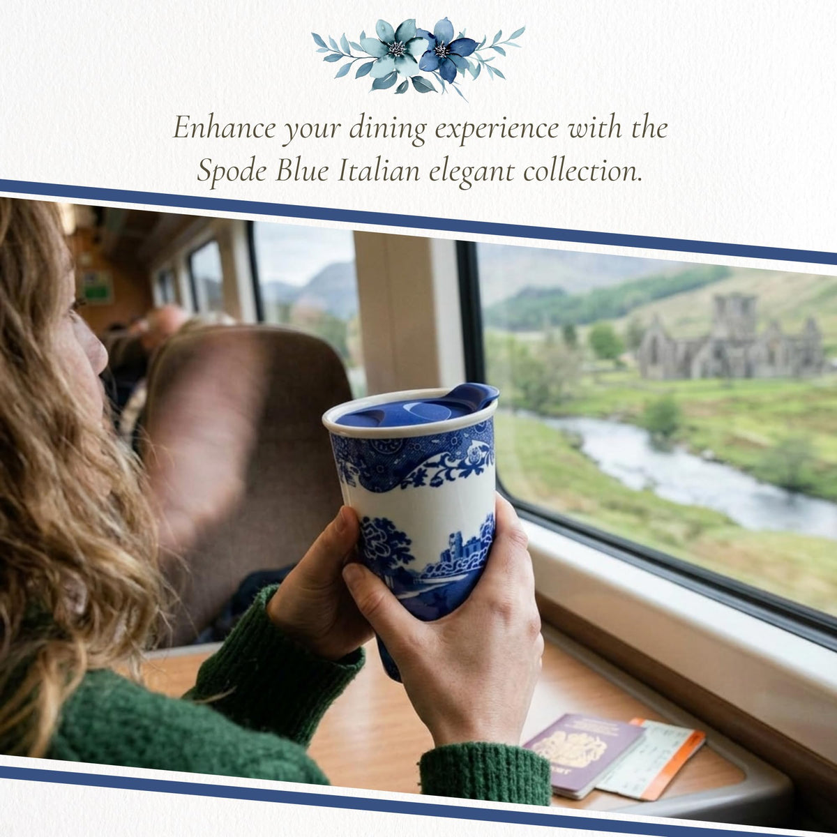 Blue Italian 8oz Travel Mug