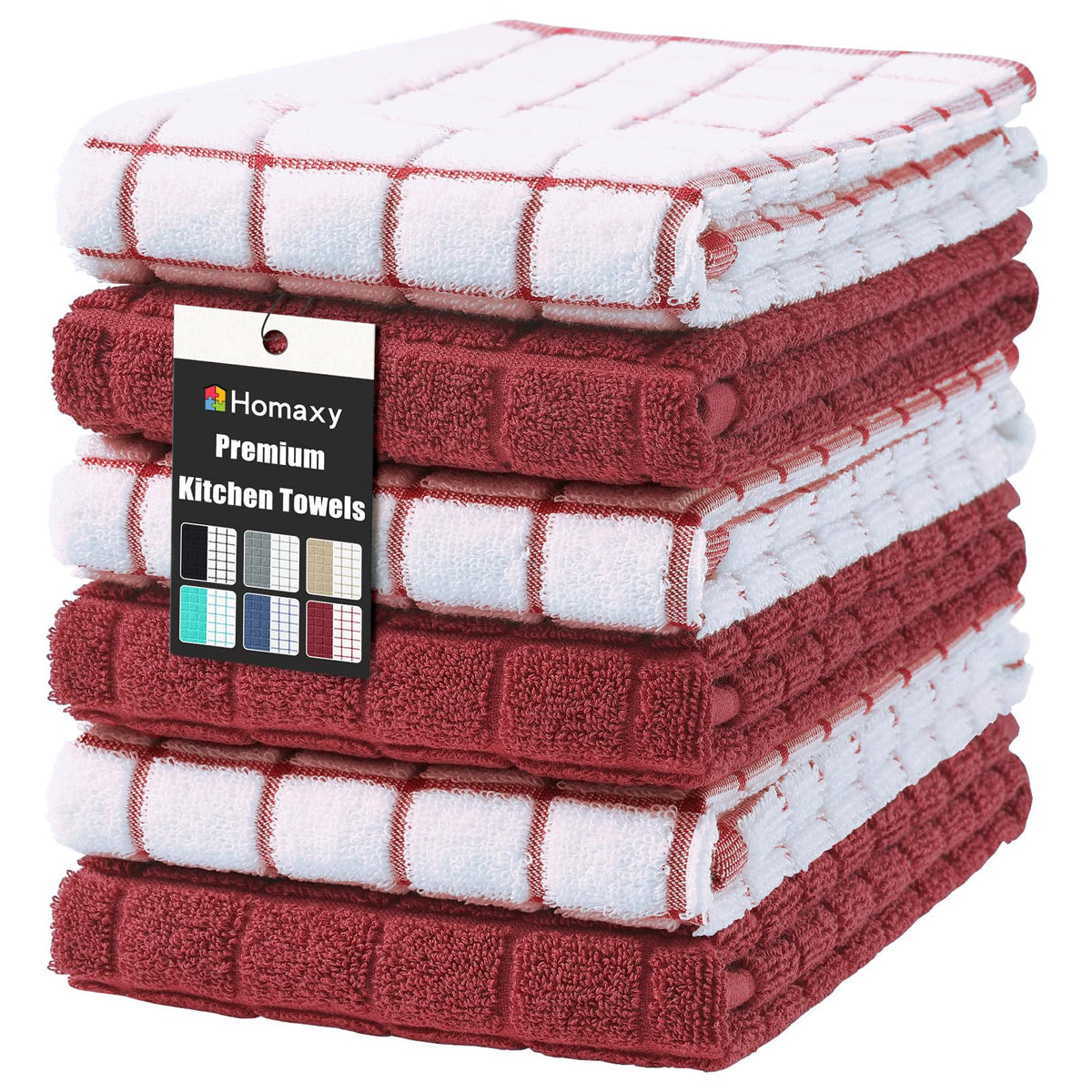 Large Premium Cotton Kitchen Towels 16"x 28" (6 Count)