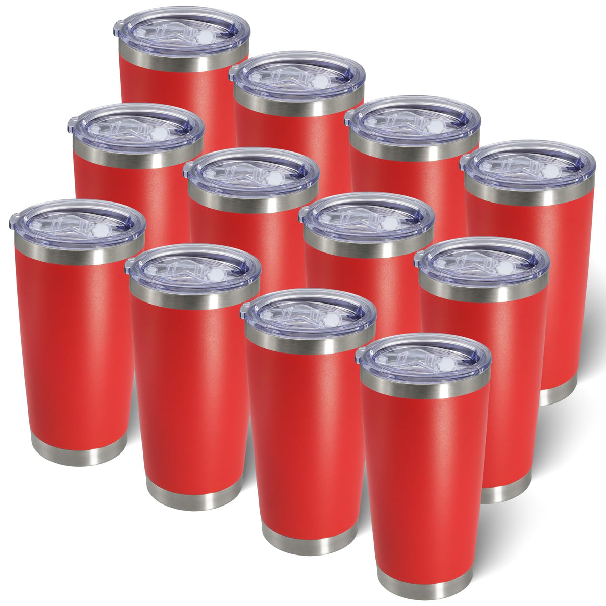 20oz Tumbler with Lid Stainless Steel Tumblers Insulated Mug Red 12P (12 Count)