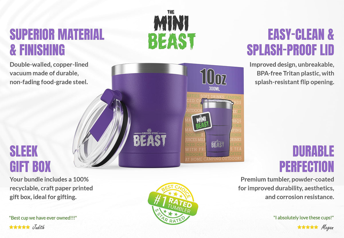 Beast 10 oz Tumbler Stainless Steel Vacuum Insulated Coffee Ice Cup Double Wall Travel Flask