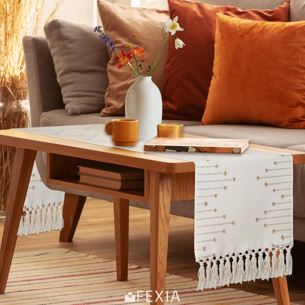 Boho Table Runner for Home Decor 12x72 Rustic Macrame Decoration (6 Foot)