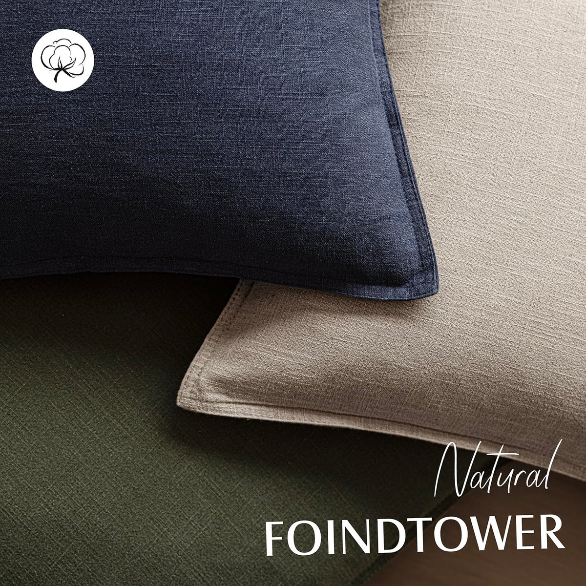 Set of 2 Decorative Linen Solid Throw Pillow Covers Soft Accent Cushion Euro Case Boho Farmhouse Pillowcase for Chair Couch Sofa Bedroom Living Room Home Decor 18 x 18 Inch Natural Linen (2 Count)