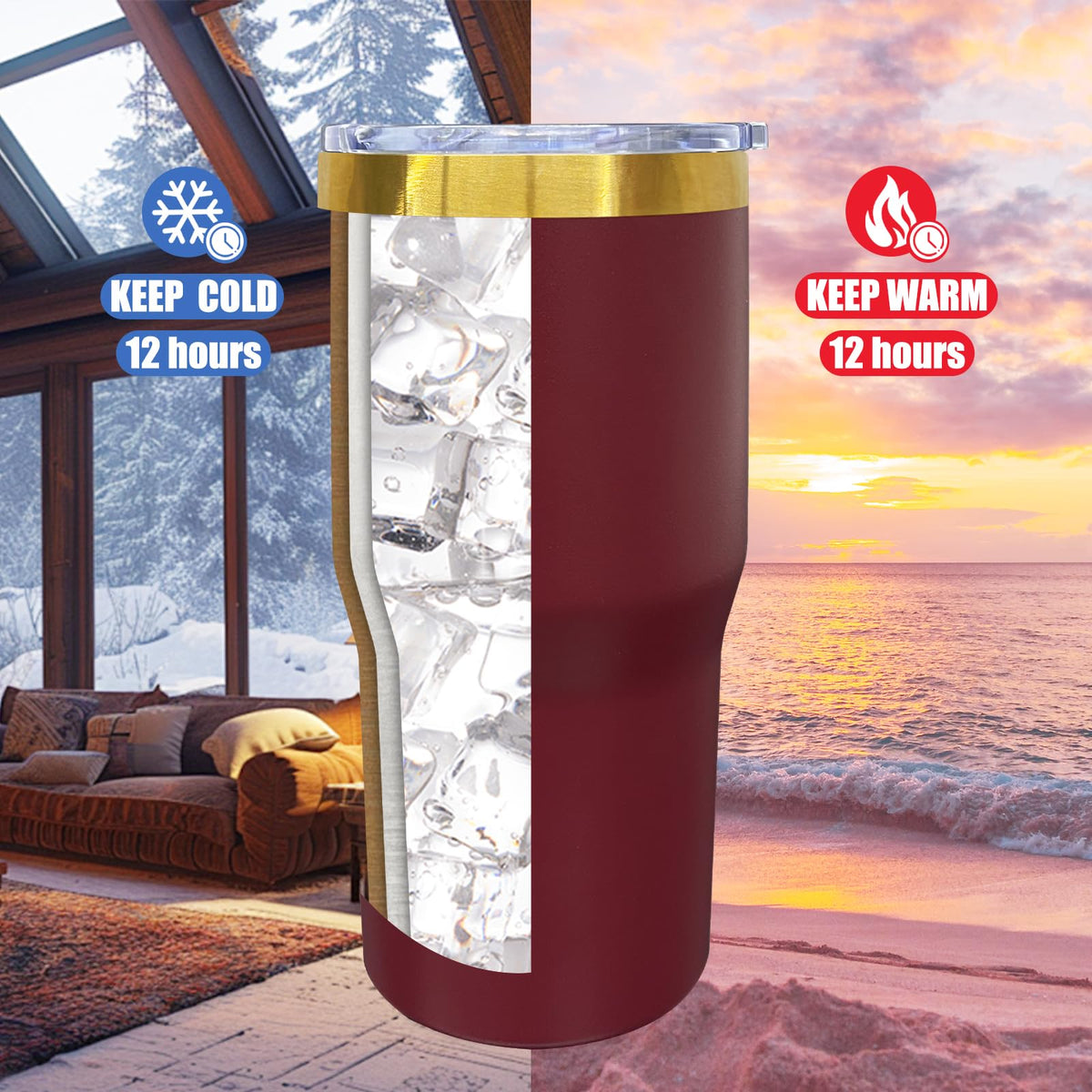 20 oz Tumbler Bulk Stainless Steel Tumblers with Lids and Straws Maroon