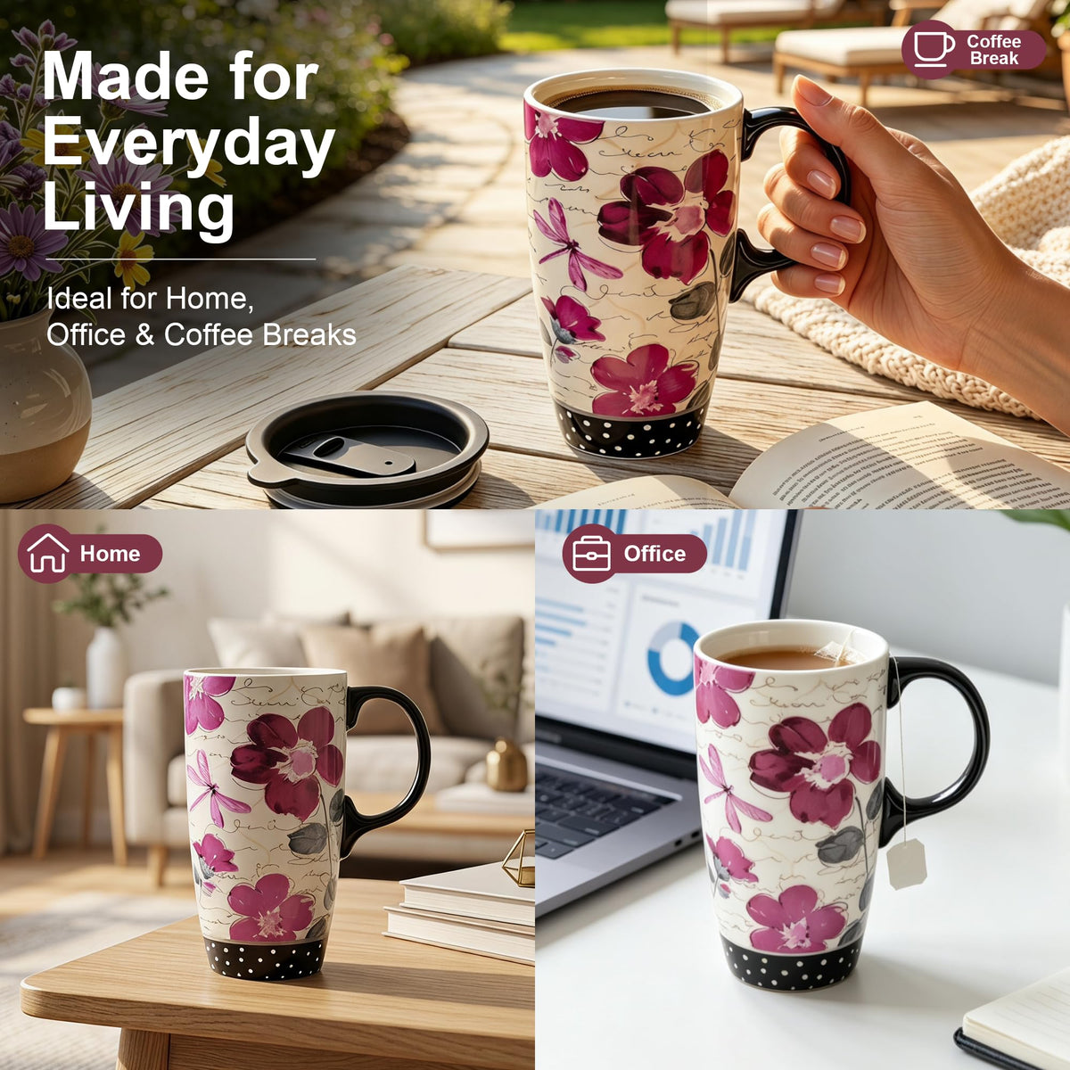 17oz Ceramic Travel Mug with Lid