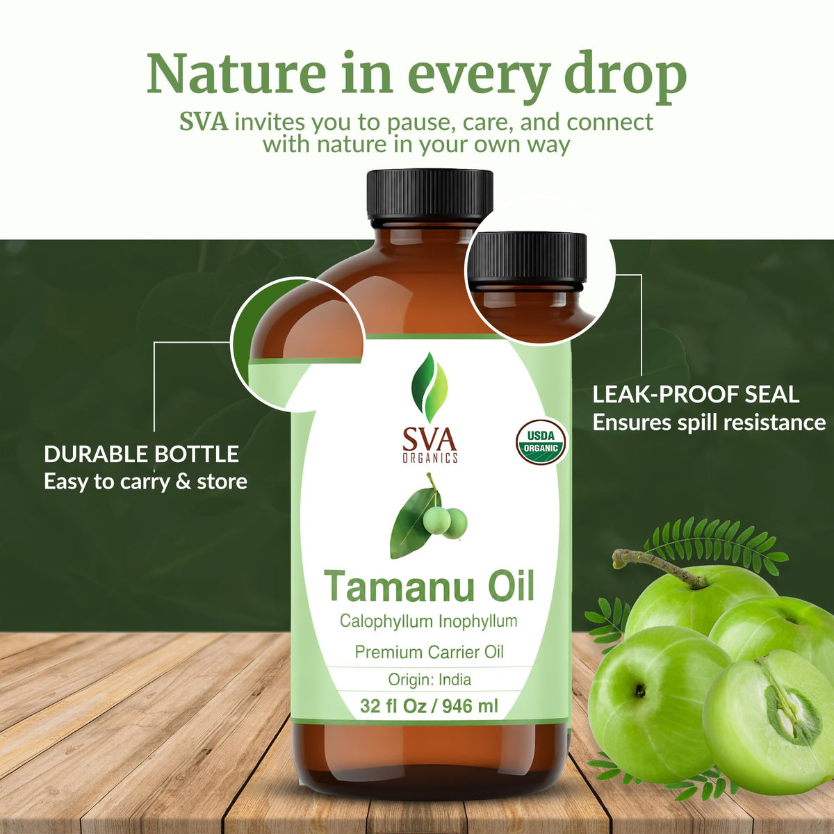 SVA Organic Tamanu Seed Carrier Oil (32 Fl Oz)