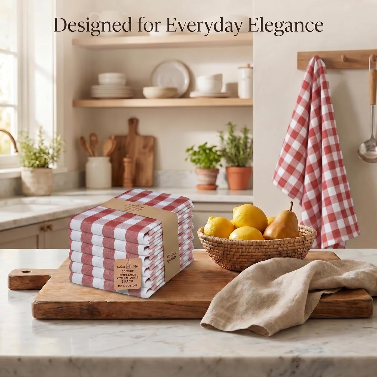 Kitchen Towels Cotton Dish Towels 20”x30” (6 Count)