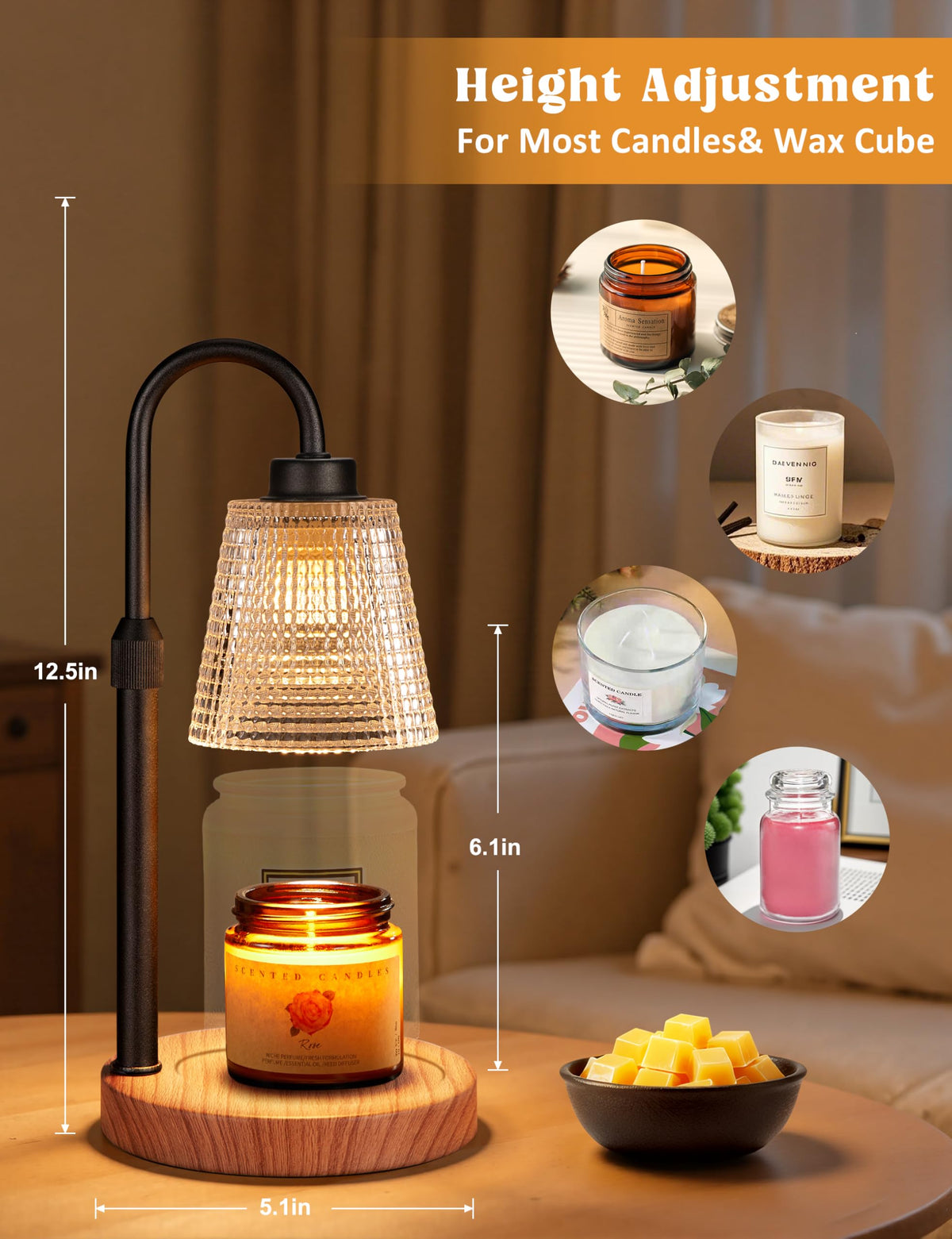 Rustic Candle Warmer Lamp with Timer