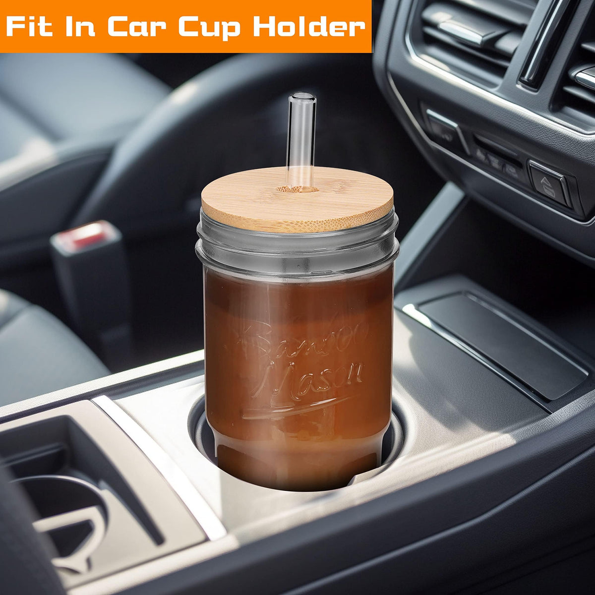 Glass Cups with Lids and Straws 4 Packs (4 Count)