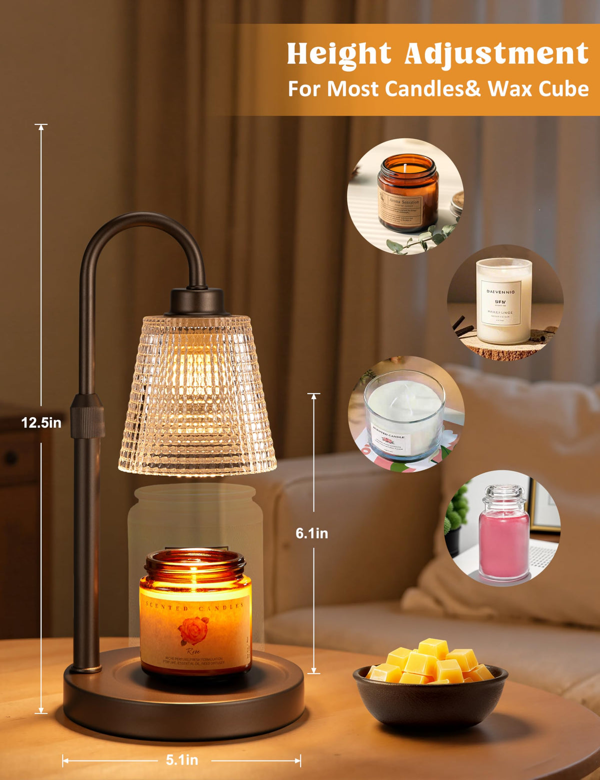Brown Candle Warmer Lamp with Timer