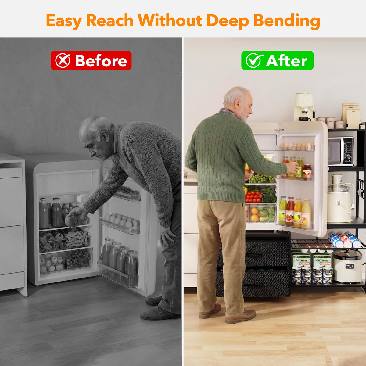 47"H Adjustable Mini Fridge Stand with Storage Drawers