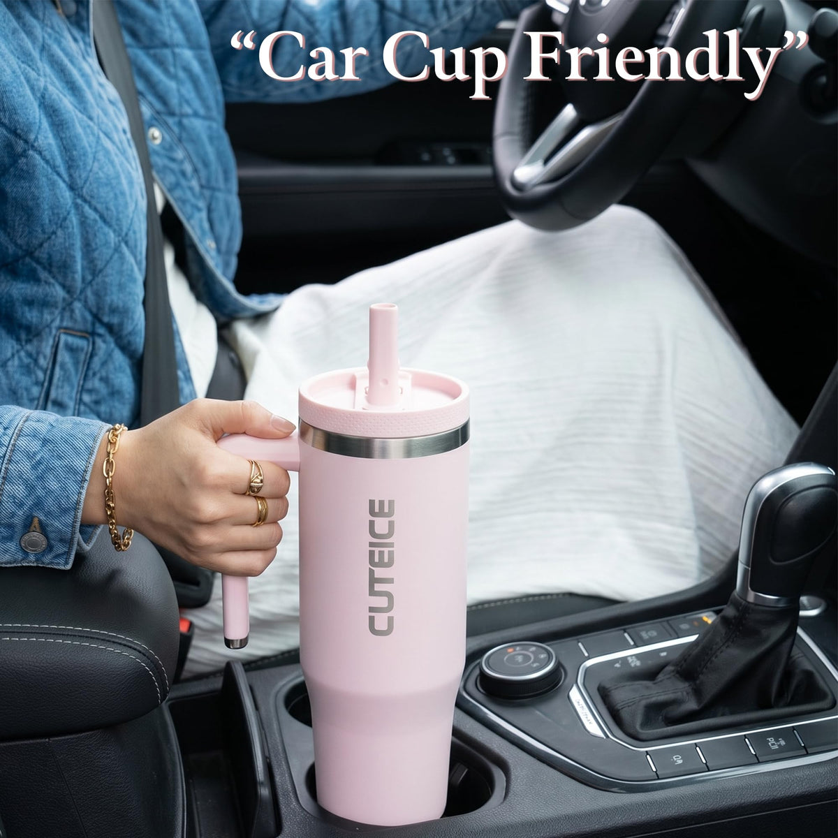 30 oz Pink Insulated Coffee Tumbler with Handle and Flip Straw 100% Leakproof Stainless Steel Iced Travel Coffee Cup with Lid Vacuum Cold Beverages Water Bottle Car Office Gifts for Women Men