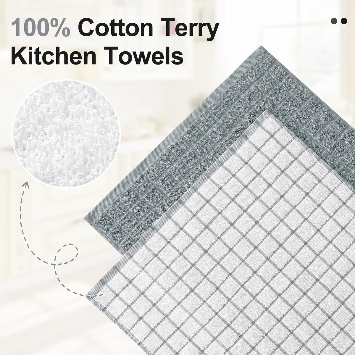 Large Premium Cotton Kitchen Towels 16"x 28" (12 Count)