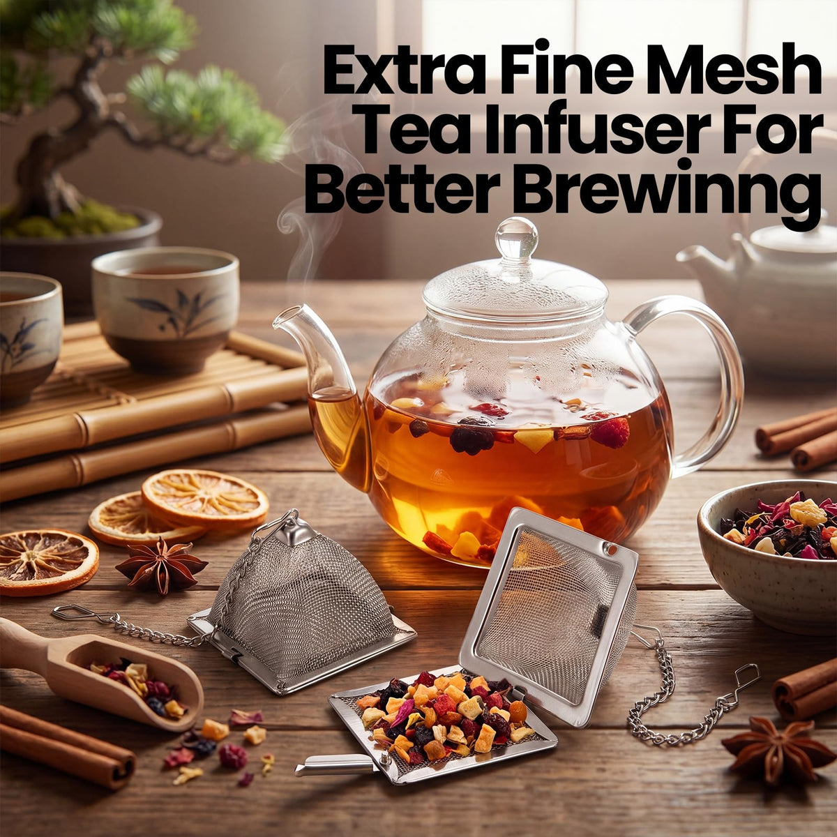 9 Pcs Tea Infuser Stainless Steel Strainer with Chain (9 Count)