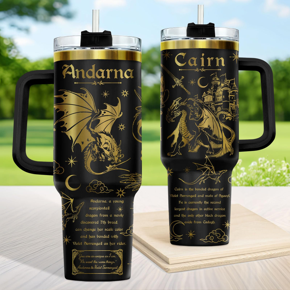 Fantasy Dragon Rider 40 oz Tumbler with Handle