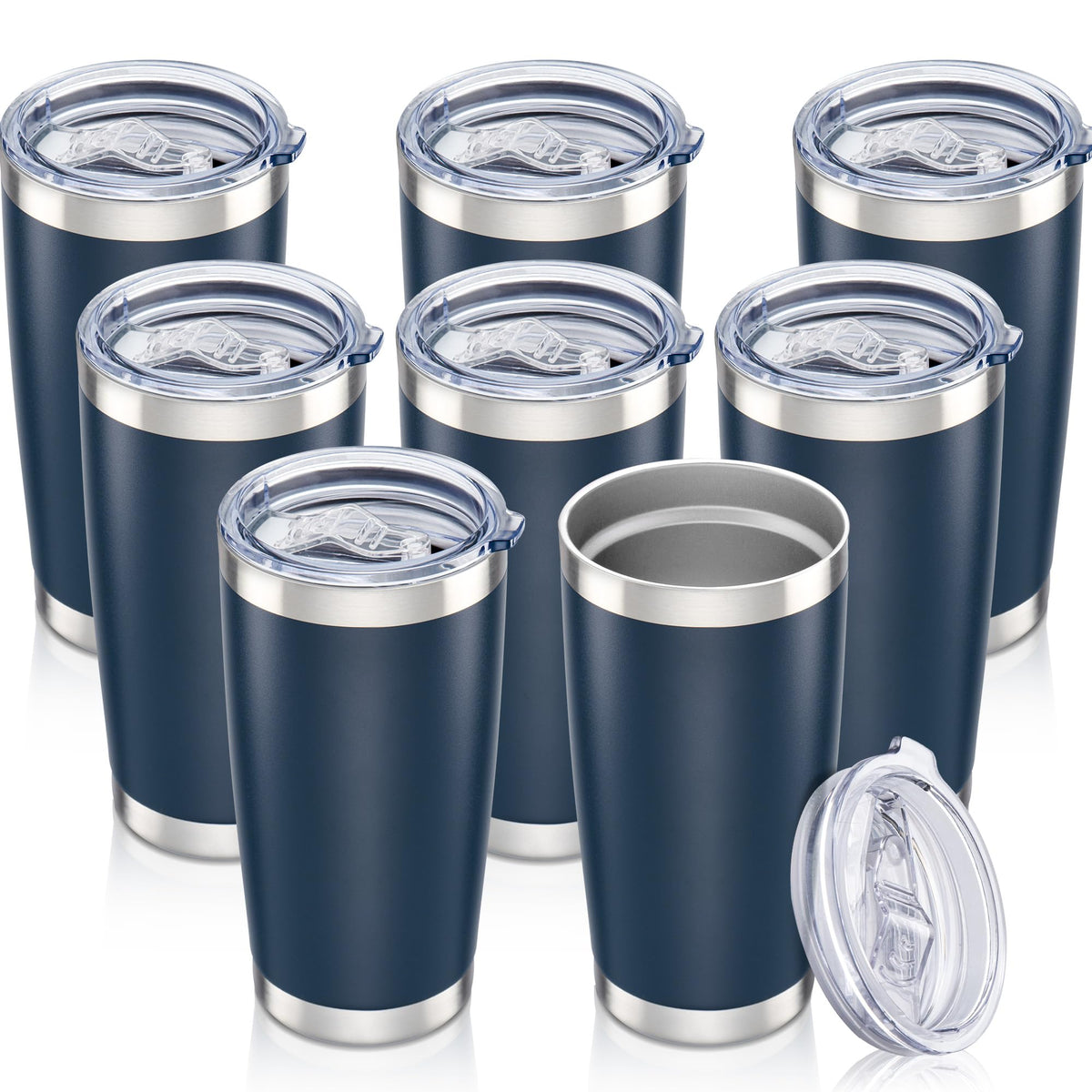 20 oz Tumbler with Lid Stainless Steel Insulated Tumblers Bulk Cups Mug (8 Count)