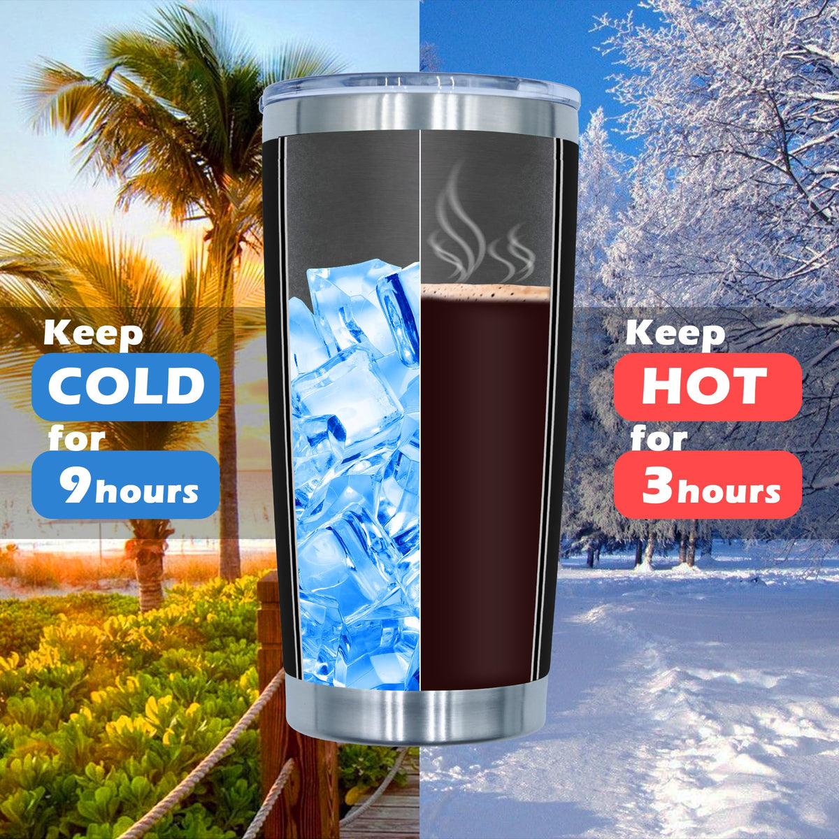 20oz Tumbler with Lid Stainless Steel Tumblers Insulated Mug Black 12P (12 Count)