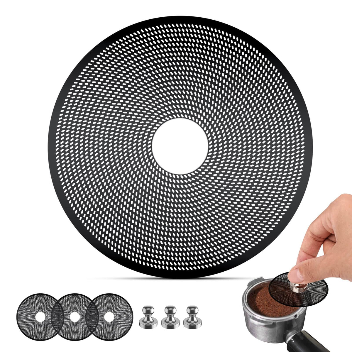 3 Pack 58mm Espresso Puck Screen with Round Hole in the Middle (3 Count)
