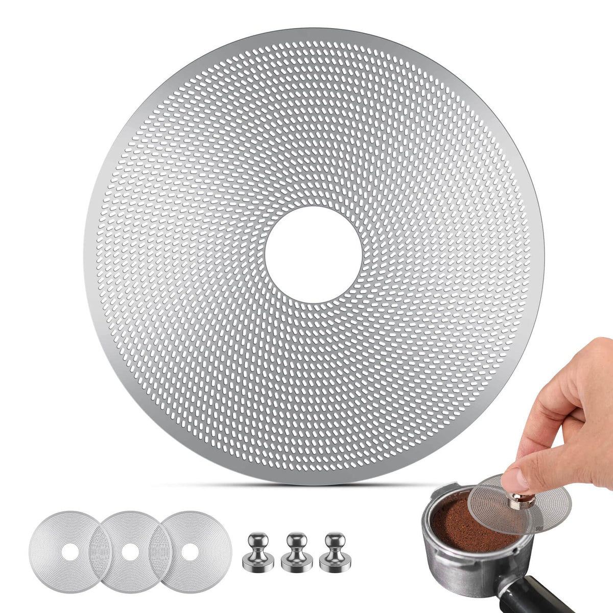 3 Pack 58mm Espresso Puck Screen with Round Hole in the Middle (3 Count)