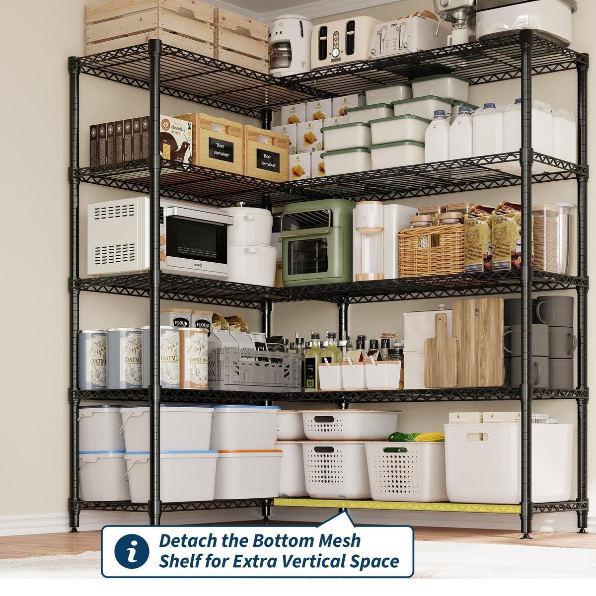 71" Wide Storage Shelves Metal Shelving Units 5 Tier
