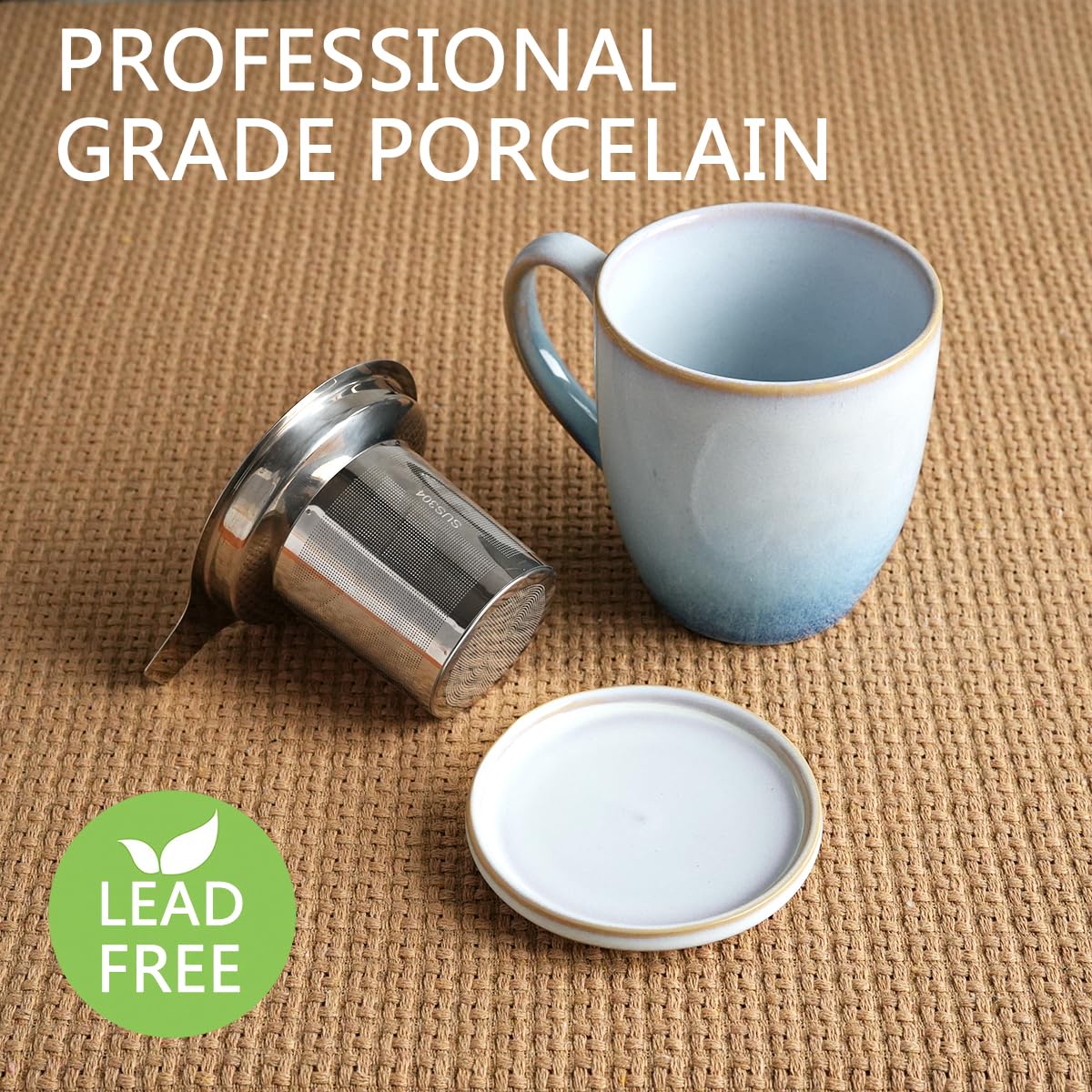 Ceramic Tea Cup with Infuser and Lid