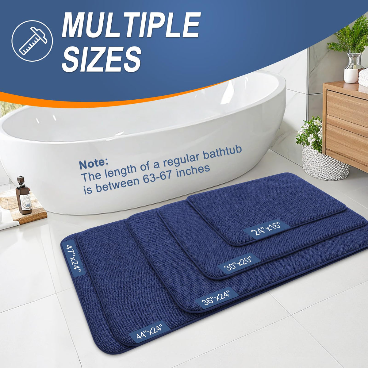 Memory Foam Bathroom Runner Rugs 44x24