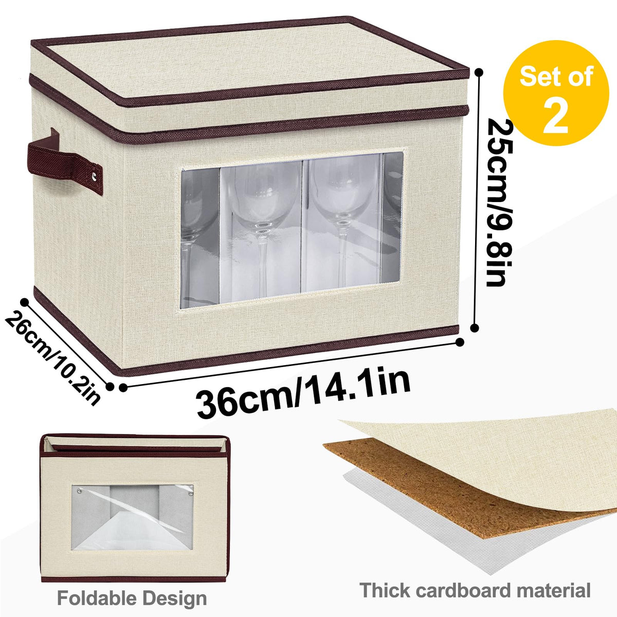2 Pack Wine Glass Storage Box with Dividers (2 Count)