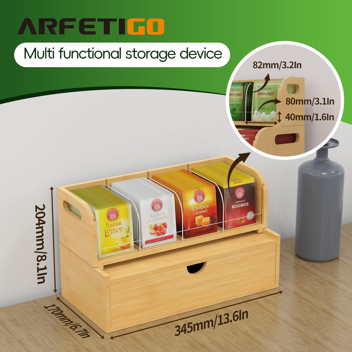 Bamboo Tea Organizer