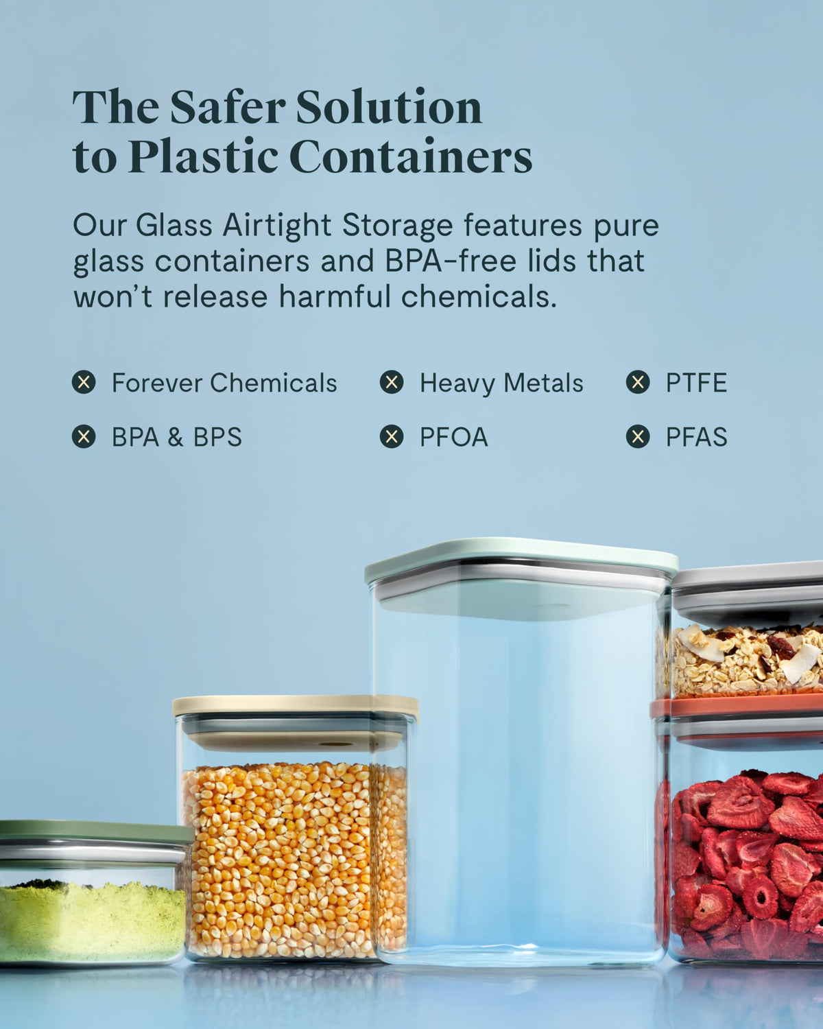 2.5 qt Glass Airtight Food Storage Containers with Lids (2 Count)
