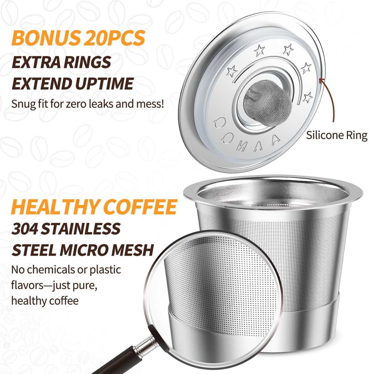 Reusable K Cup Coffee Pods for Keurig 1.0 (6 Count)