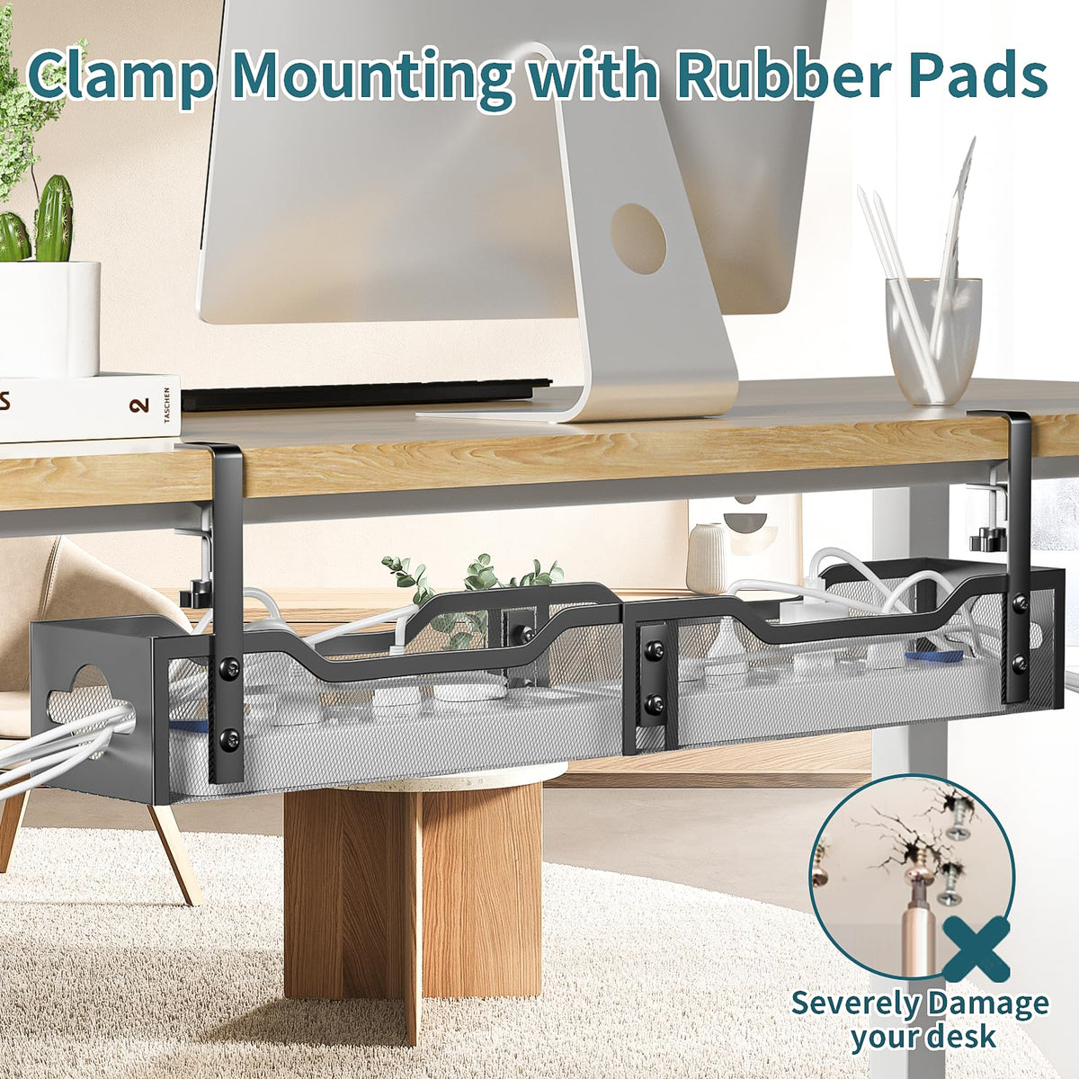Under Desk Cable Management Tray Black