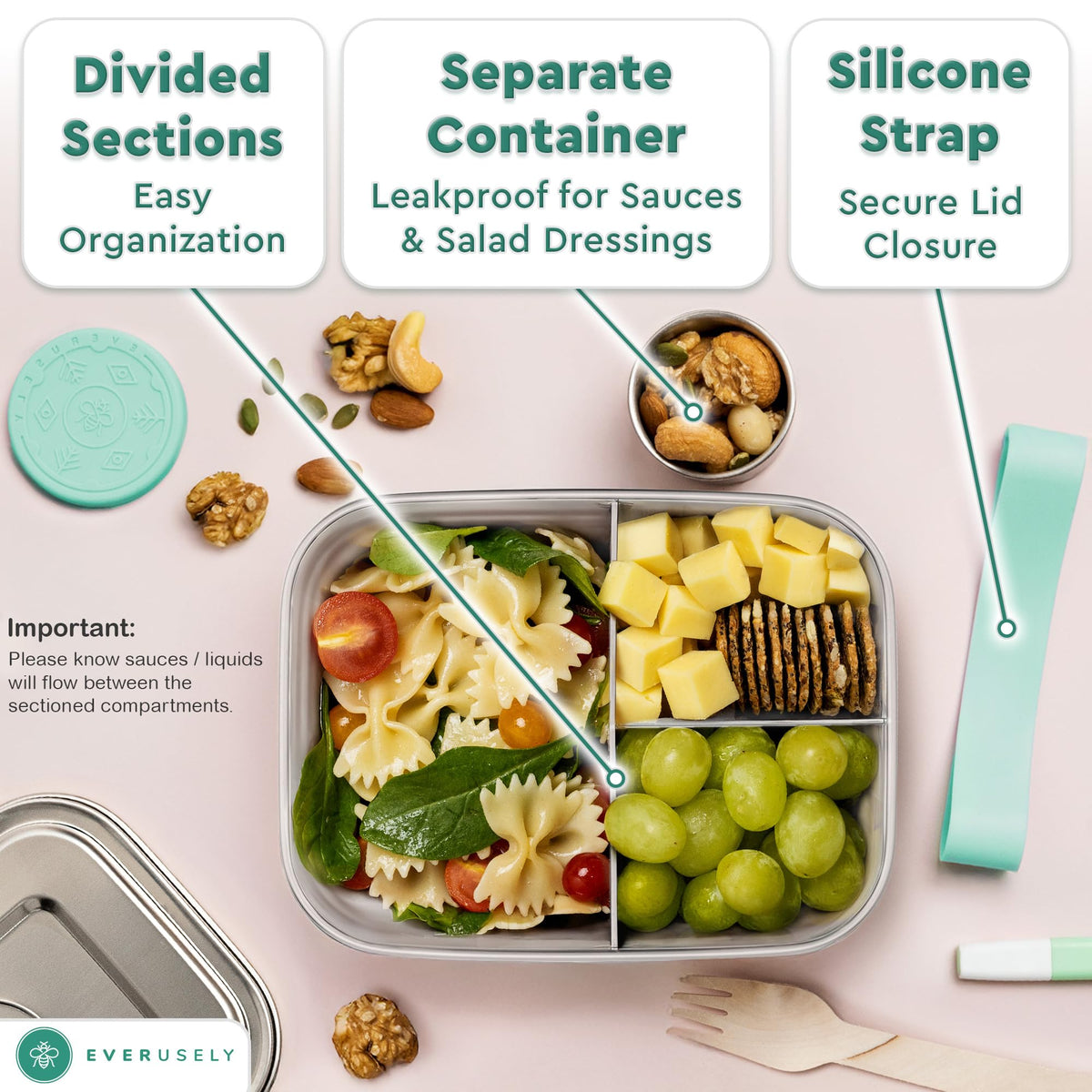 Stainless Steel Bento Box + Condiment Container