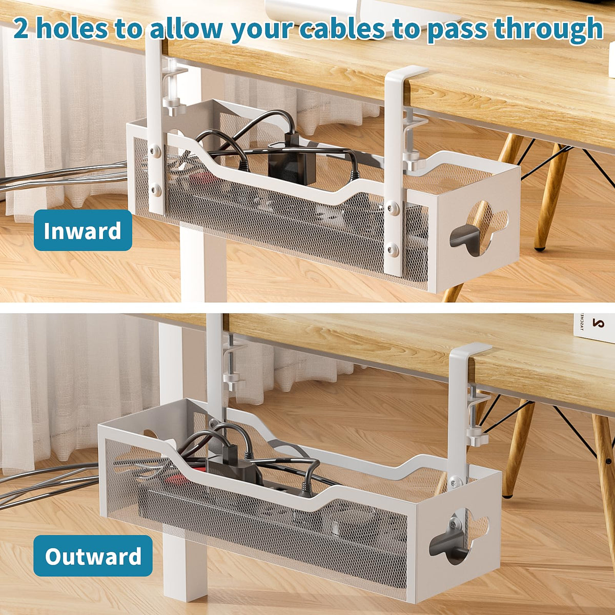 Under Desk Cable Management Tray 2 Pack (2 Count)