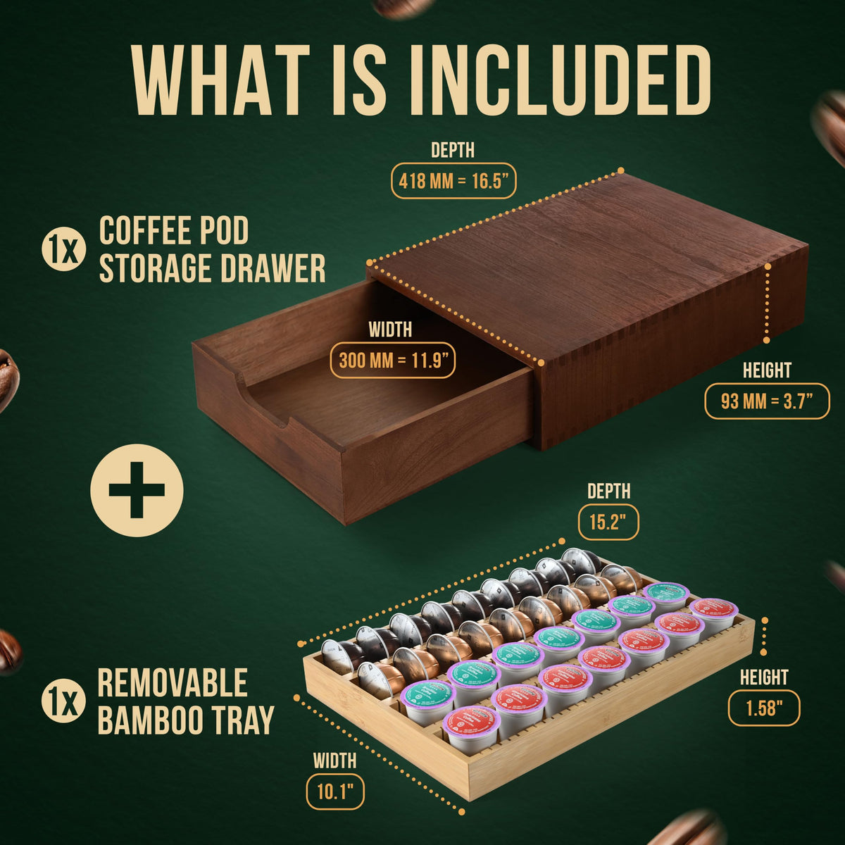 K Cup Holder & Nespresso Capsule Storage Drawer Organizer with Removable Coffee Pod Tray
