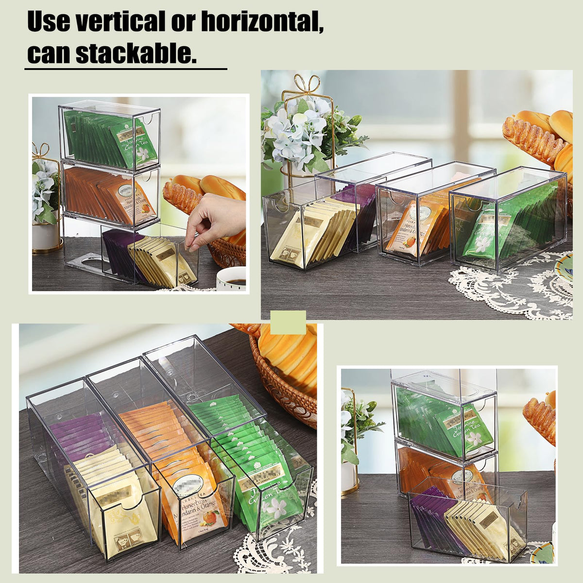 3 Drawers Tea Bag Organizer