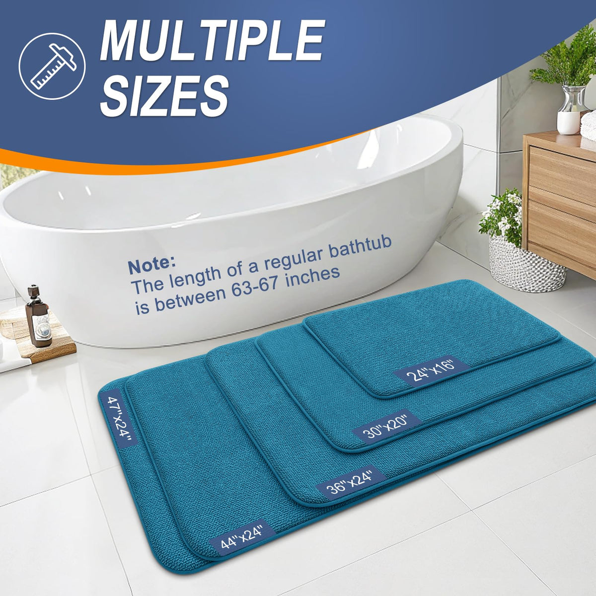 Memory Foam Small Bathroom Rugs 24x16