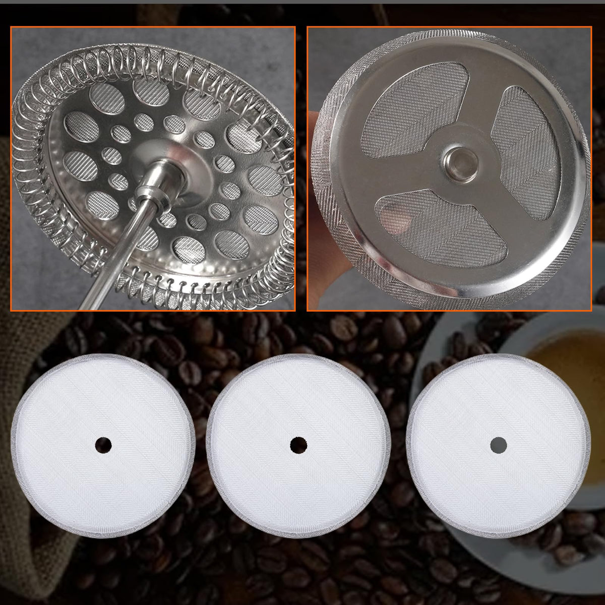 French Press Coffee Filter Replacement 5 Pack (5 Count)