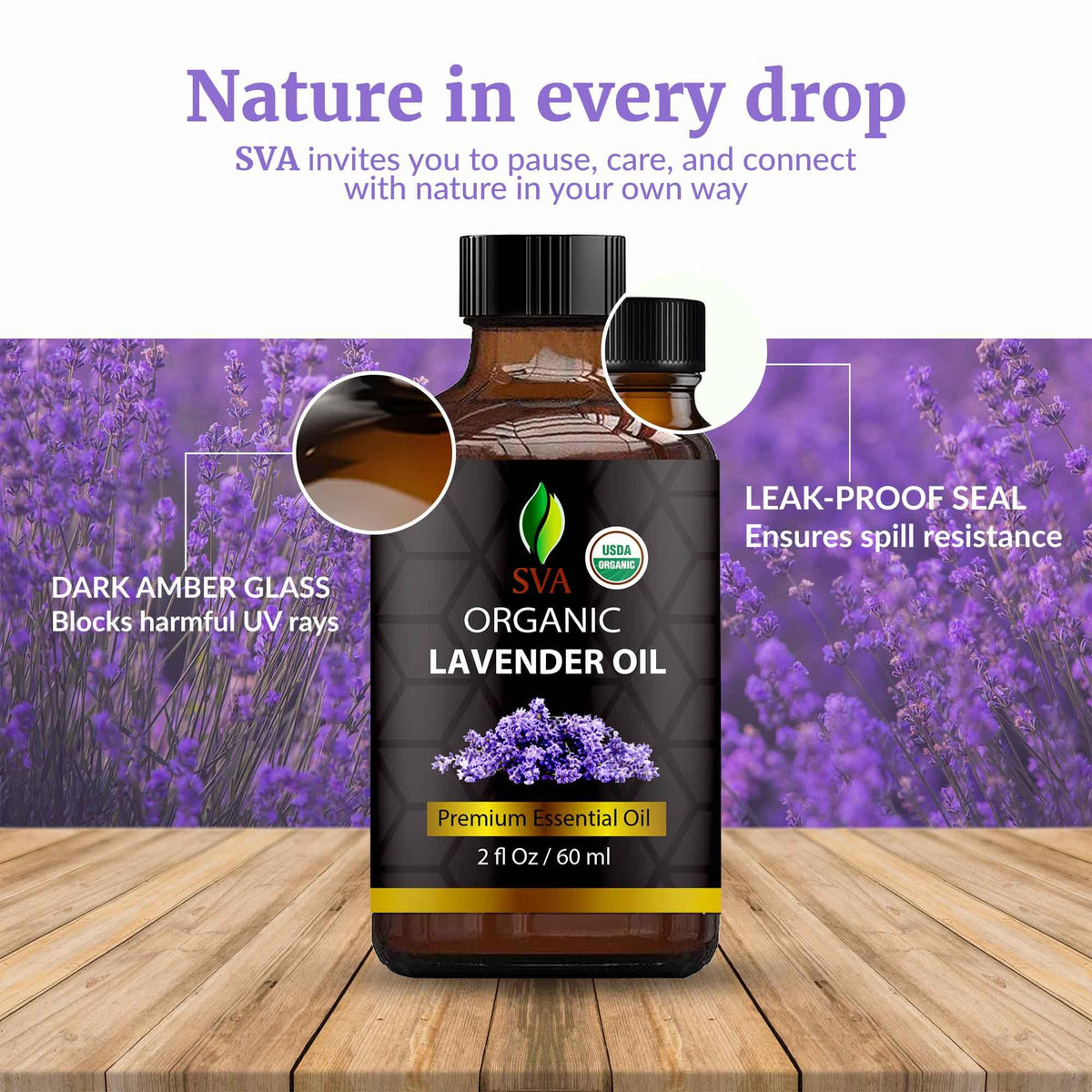 SVA Organic Lavender Essential Oil with Dropper (2 Fl Oz)