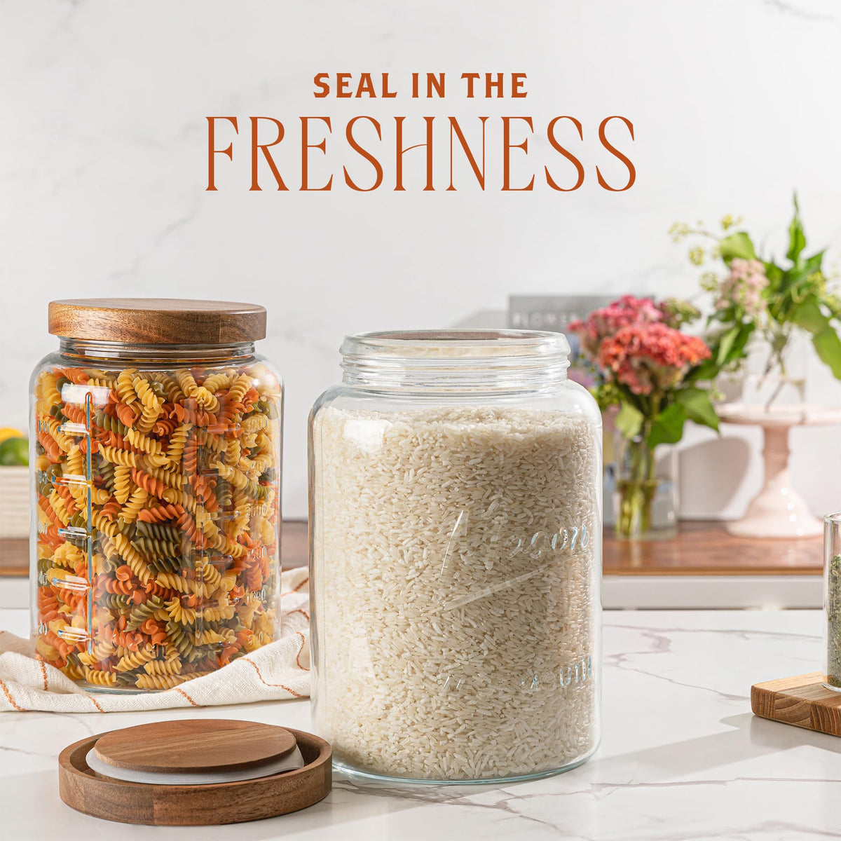 1 Gallon Glass Mason Jar with Airtight Wooden Lid