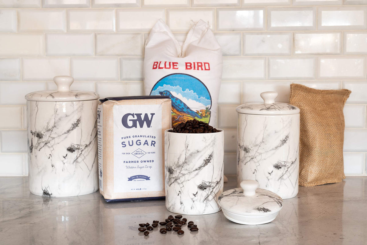 Marble Ceramic Kitchen Canister Set (3 Count)